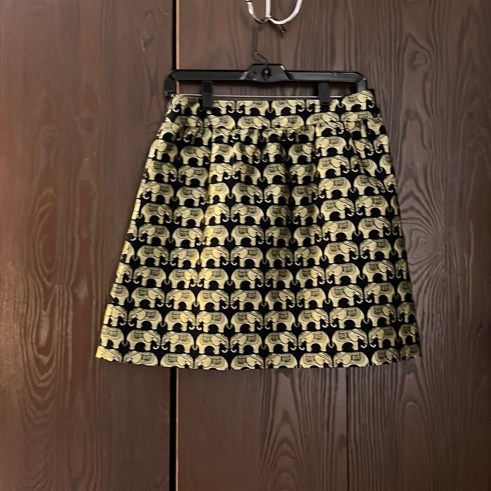 Crown & Ivy black with gold embedded elephants  mini skirt. Size 4